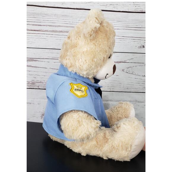 Built A Bear Workshop Cream Teddy Bear Plush with Police Uniform 17'' - Picture 4 of 12